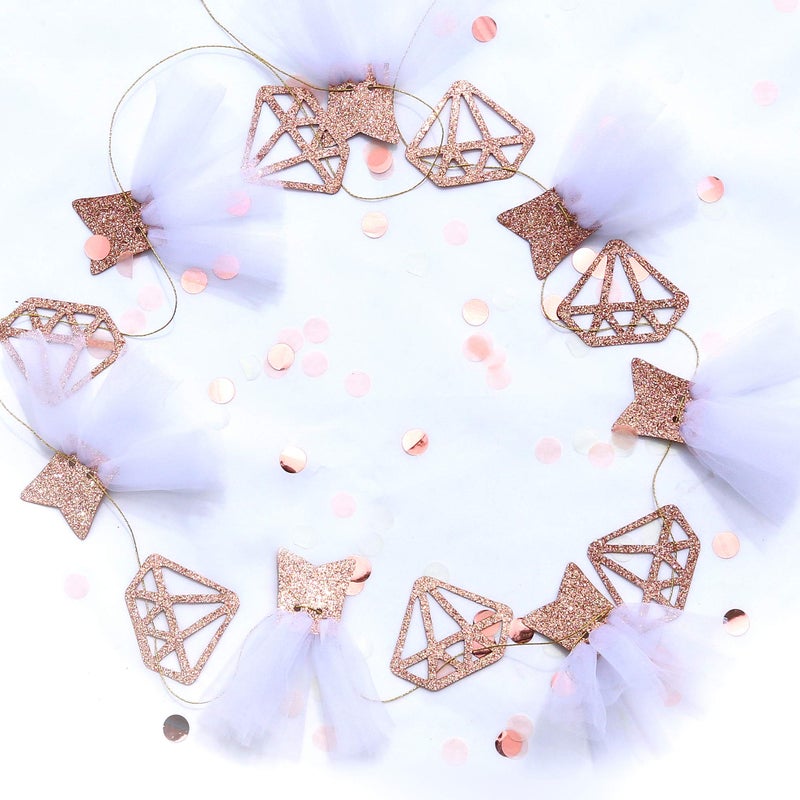 pinkblume Rose Gold Bride to Be Banner Sign Double Sided Glitter Paper 3D Wedding Dress Diamond Bride Garland Bunting for Bridal Shower Wedding Engagement Bachelorette Hen Party Decorations Supplies - Image 4